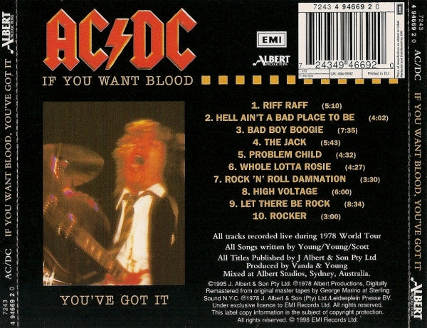 AC/DC - If You Want Blood (1998 CD) NM