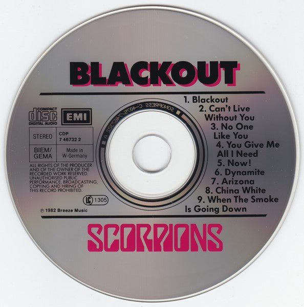 Scorpions - Blackout (1988 'Sonopress' 1st Press CD) NM