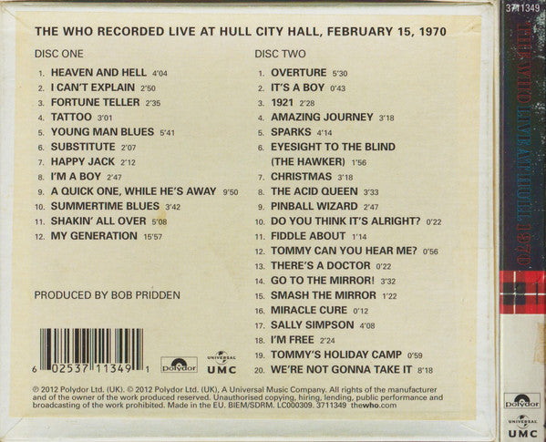 Who - Live at Hull 1970 (2012 DCD) NM