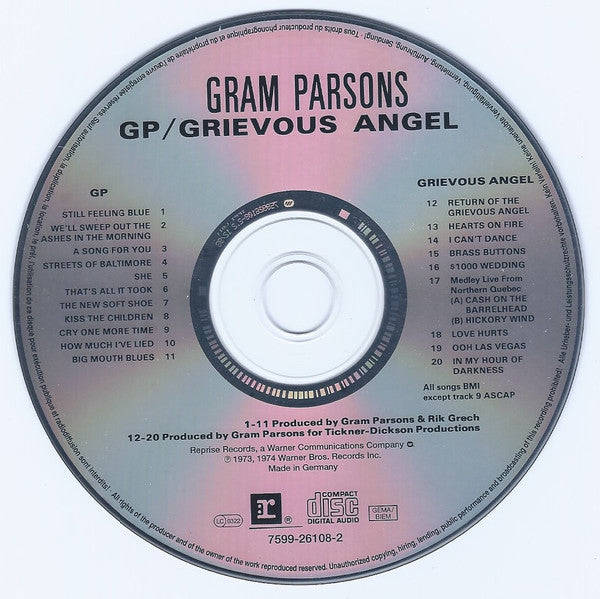 Gram Parsons - GP / Grievous Angel (1990 2 on 1 CD) Mint