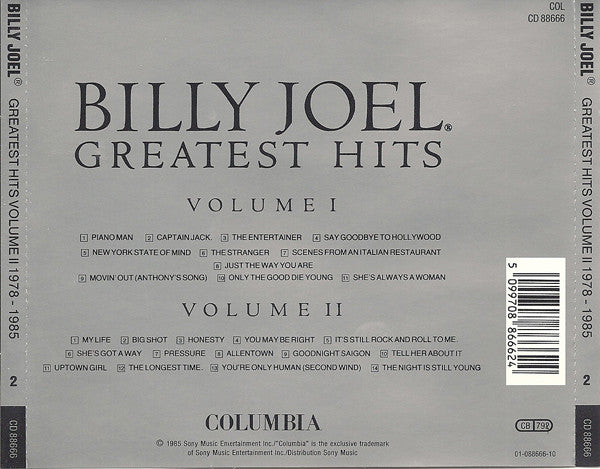 Billy Joel - Greatest Hits Vol I & Vol II (1994 'Fatboy' DCD) NM