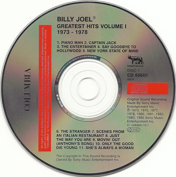 Billy Joel - Greatest Hits Vol I & Vol II (1994 'Fatboy' DCD) NM