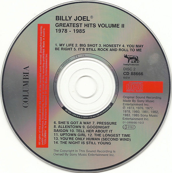 Billy Joel - Greatest Hits Vol I & Vol II (1994 'Fatboy' DCD) NM