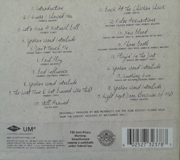 Robert Cray - Authorized Bootleg ~ Live Austin Texas (2010 US CD) VG+