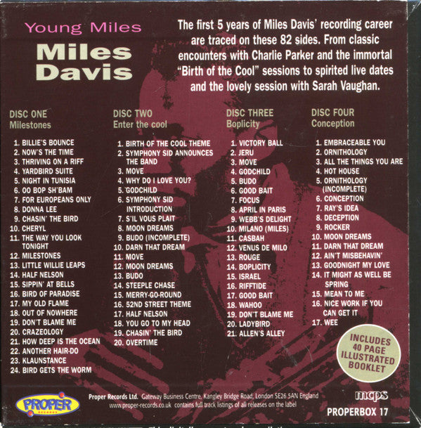 Miles Davis - Young Miles (2006 4 x CD Box Set) NM