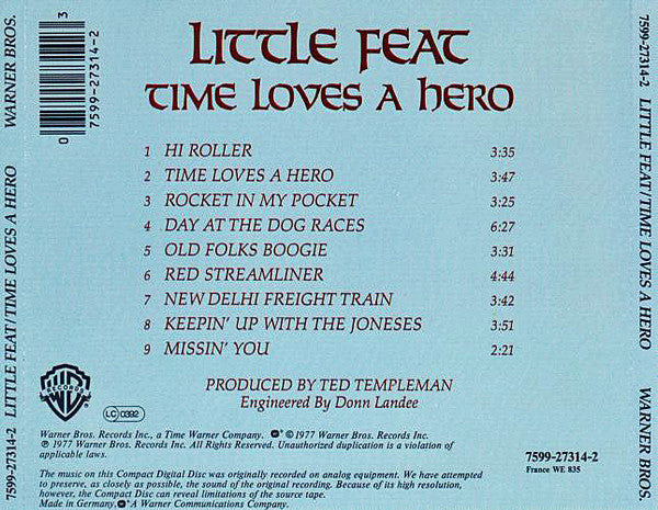 Little Feat - Time Loves a Hero (1988 CD) Mint