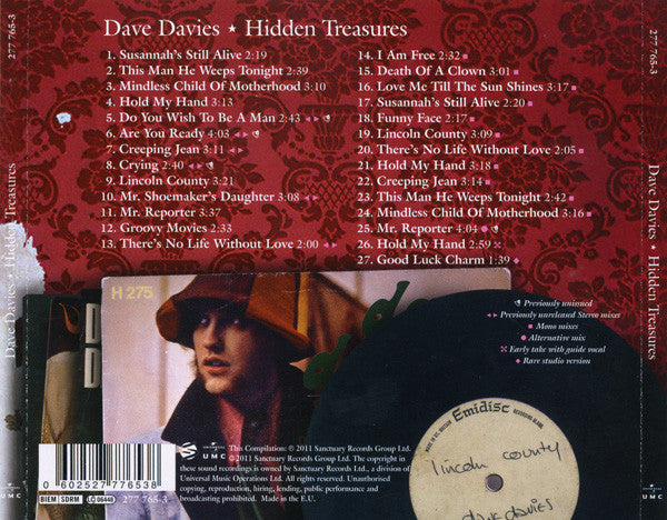 Dave Davies (Kinks) - Hidden Treasures (2011 CD) NM