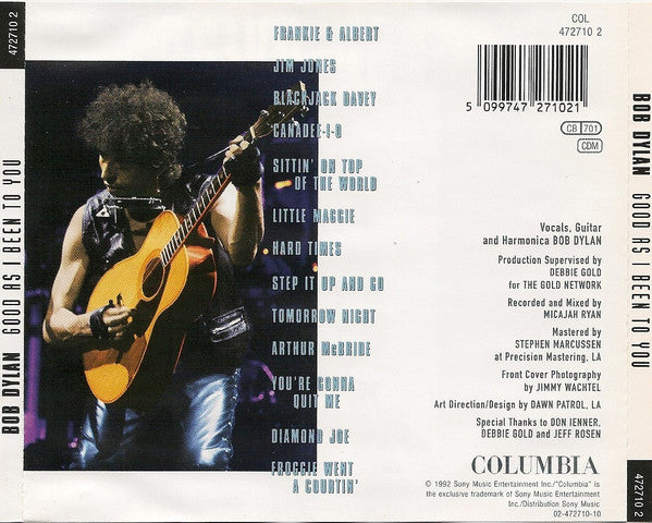 Bob Dylan - Good As I Been To You (1992 CD) VG+