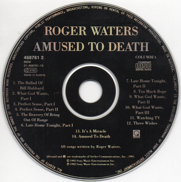 Roger Waters - Amused to death (1992 CD) Sealed