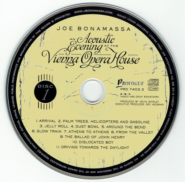 Joe Bonamassa - Acoustic Evening at Vienna Opera House (2013 DCD) VG+