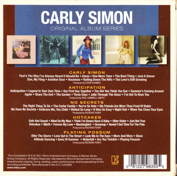 Carly Simon - Original Album Series (2011 5 Album CD Set) VG+