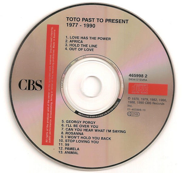 Toto - Past to Present 1977-1990 (1990 CD) NM