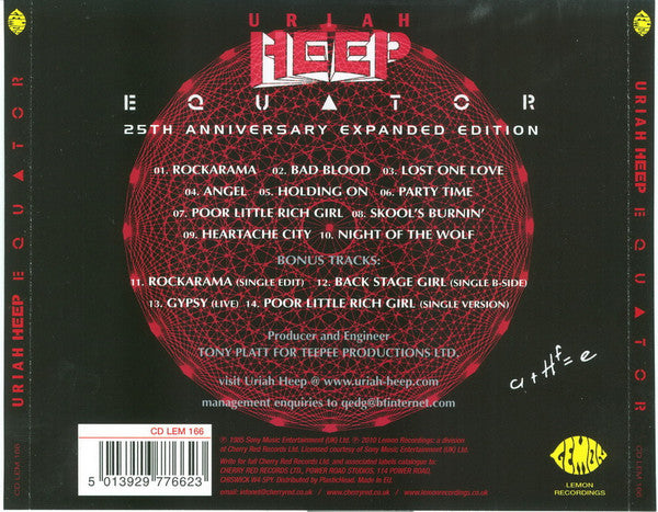 Uriah Heep - Equator (25th Anniversary Expanded CD) New