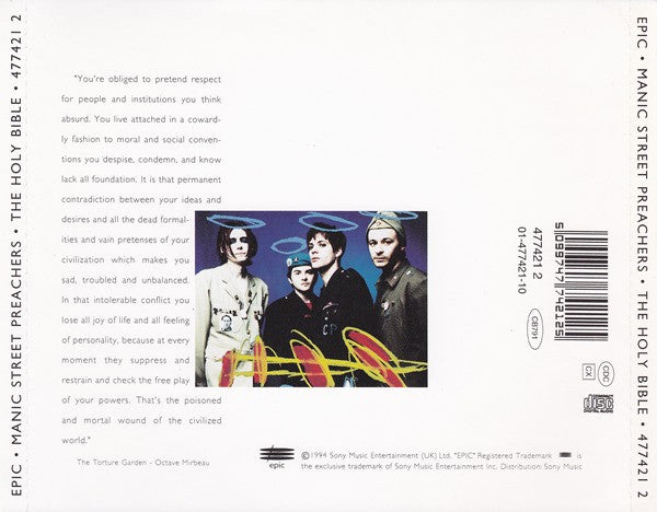 Manic Street Preachers - The Holy Bible (1994 CD) NM