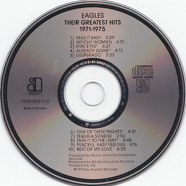 Eagles - Their Greatest Hits (Digital Remasters CD) VG+