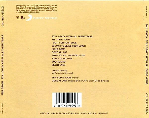 Paul Simon - Still Crazy After all These Years (Remastered & Expanded CD) NM