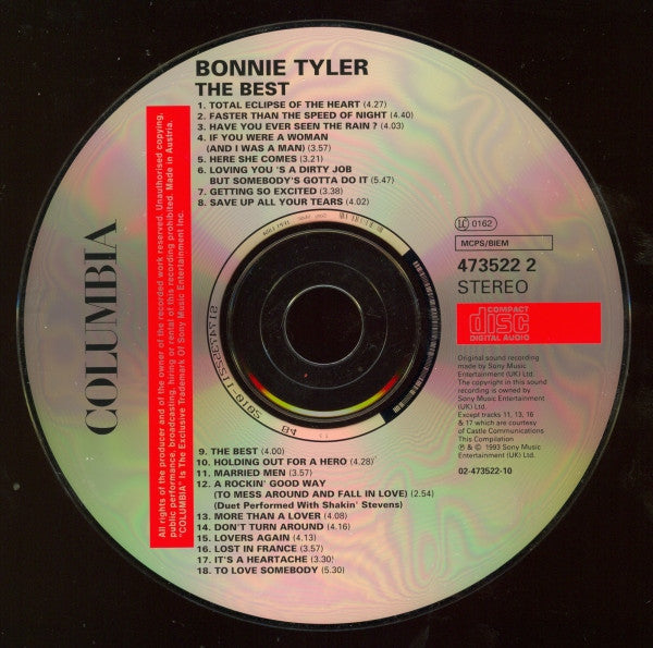 Bonnie Tyler - The Best (1993 CD) Mint