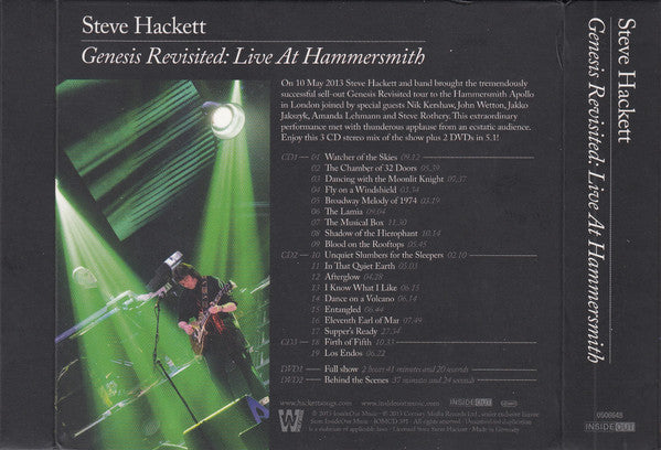 Steve Hackett ~ Genesis revisited: Live at Hammersmith (3xCD/2DVD) 5.1 NO BOX!