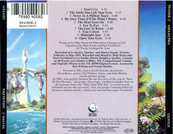 Asia - Alpha (1989 German CD) VG+