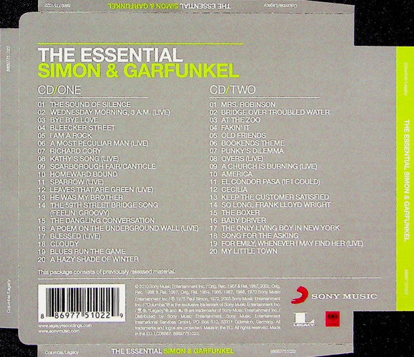 Simon & Garfunkel - The Essential Simon & Garfunkel (2010 DCD) NM