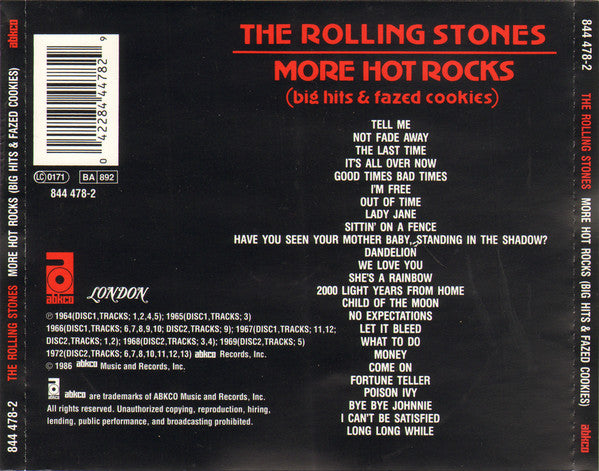 Rolling Stones - More Hot Rocks ~ Big Hits & Fazed Cookies (1986 DCD) VG+