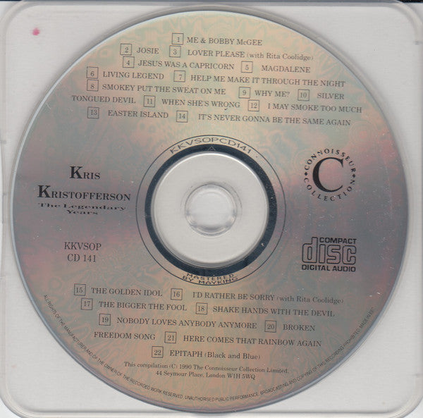 Kris Kristofferson - The Legendary Years (1990 CD) VG+