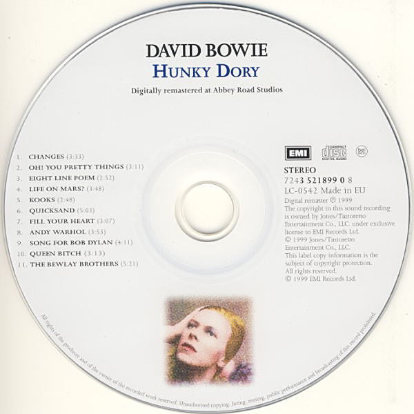 David Bowie - Hunky Dory (1999 24Bit Remastered CD) NM