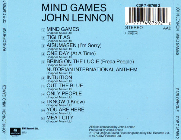 John Lennon - Mind Games (1987 UK Swindon CD) NM