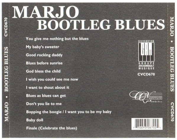 Marjo - Bootleg Blues (Rare 1998 Canadian Blues CD) VG