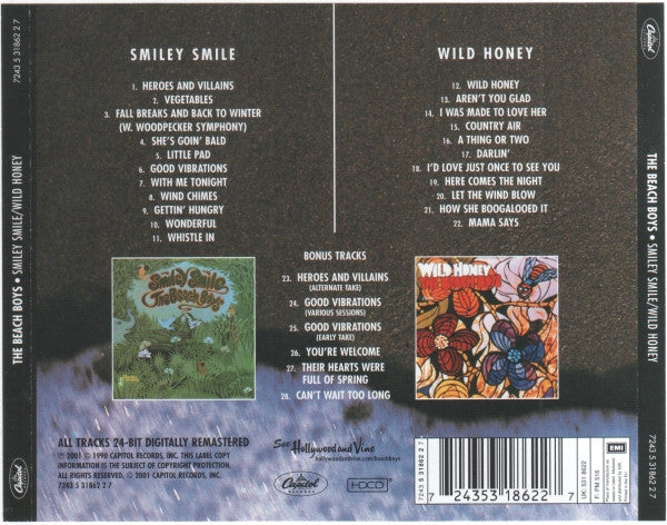 Beach Boys - Smiley Smile / Wild Honey + Bonus (2001 HDCD) Mint