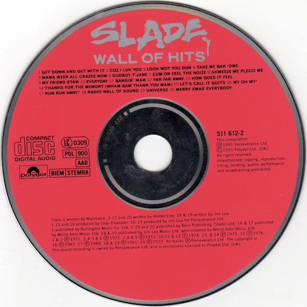 Slade - Wall of Hits (1991 CD) NM