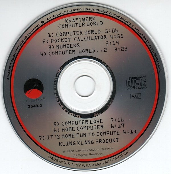 Kraftwerk - Computer World (rare US 1990 CD) VG+