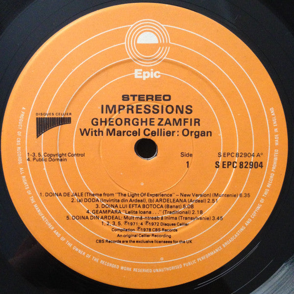 Gheorghe Zamfir - Impressions: Music of the Pan Pipes (Cheap Vinyl LP) VG/EX