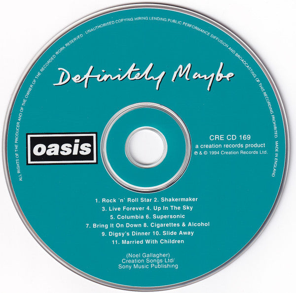 Oasis - Definitely Maybe (1994 CD) VG+