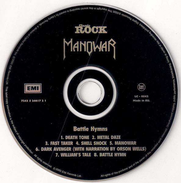 Manowar - Battle Hymns (2000 CD) Mint