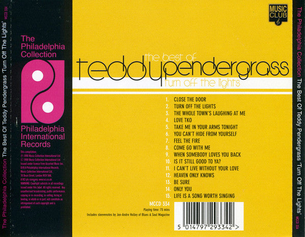 Teddy Pendergrass - The Best Of (1998 Music Club CD) VG+