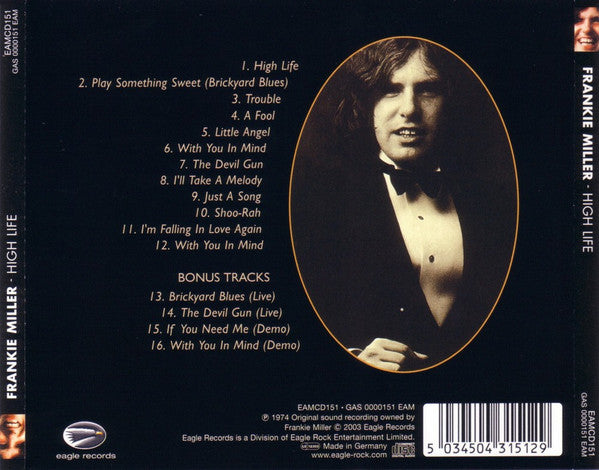 Frankie Miller - High Life (2004 Remaster & Bonus tracks CD) Mint