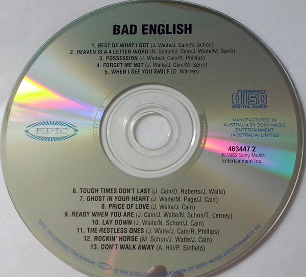 Bad English - Self Titled (1989 Australian CD) Mint