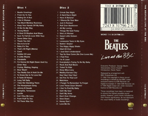 Beatles - Live at the BBC (1994 'Fatboy' DCD) Mint