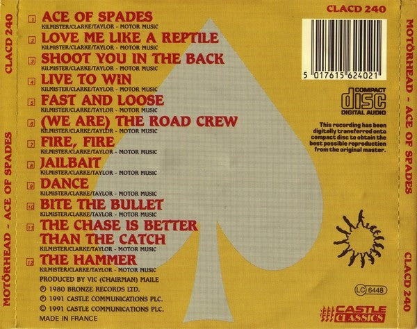 Motorhead - Ace of Spades (1991 France CD) NM