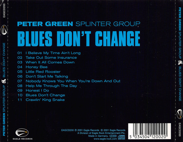 Peter Green Splinter Group - Blues Don't Change (2001 German CD) Mint