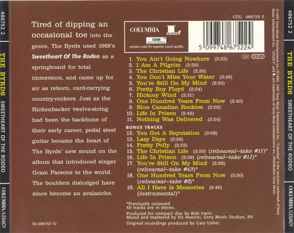 Byrds - Sweetheart of the Rodeo (1997 Expanded SBM CD) Mint
