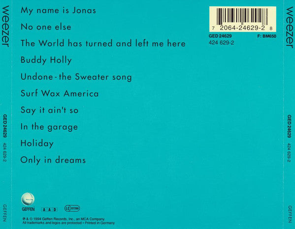 Weezer - Self Titled (1994 CD) NM