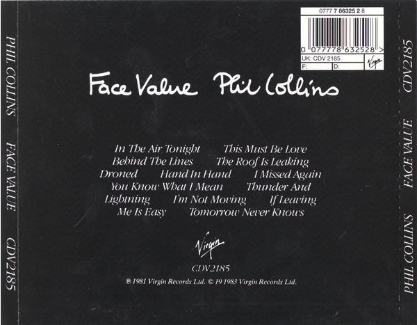 Phil Collins - Face Value (Reissue CD) Mint