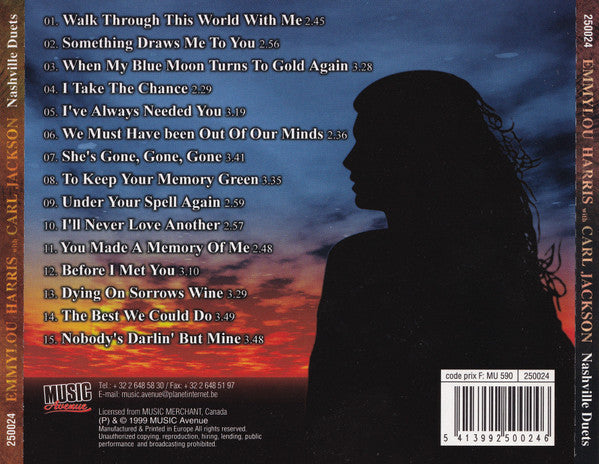 Emmylou Harris & Carl Jackson - Nashville Duets (1999 CD) NM