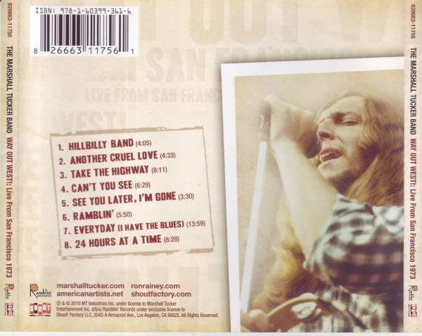 Marshall Tucker Band - Way Out West! Live San Francisco 1973 (2010 US CD) NM