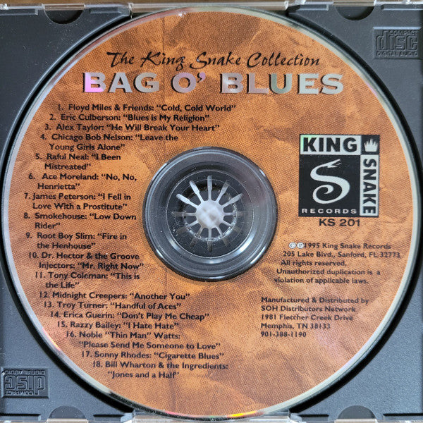 Various - Bag O' Blues ~ King Snake Collection (1995 Blues CD) NM