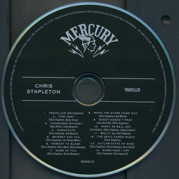 Chris Stapleton - Traveller (2015 CD) 'Tennessee Whiskey' Mint