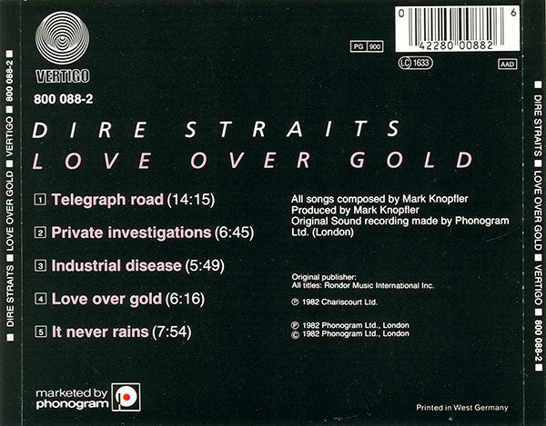 Dire Straits - Love Over Gold (Red Swirl CD) VG+