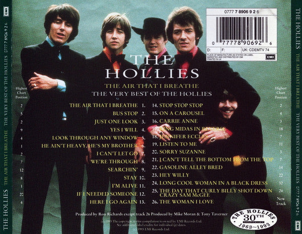 Hollies - The Air That i Breath ~ Very Best Of (1993 CD) Mint